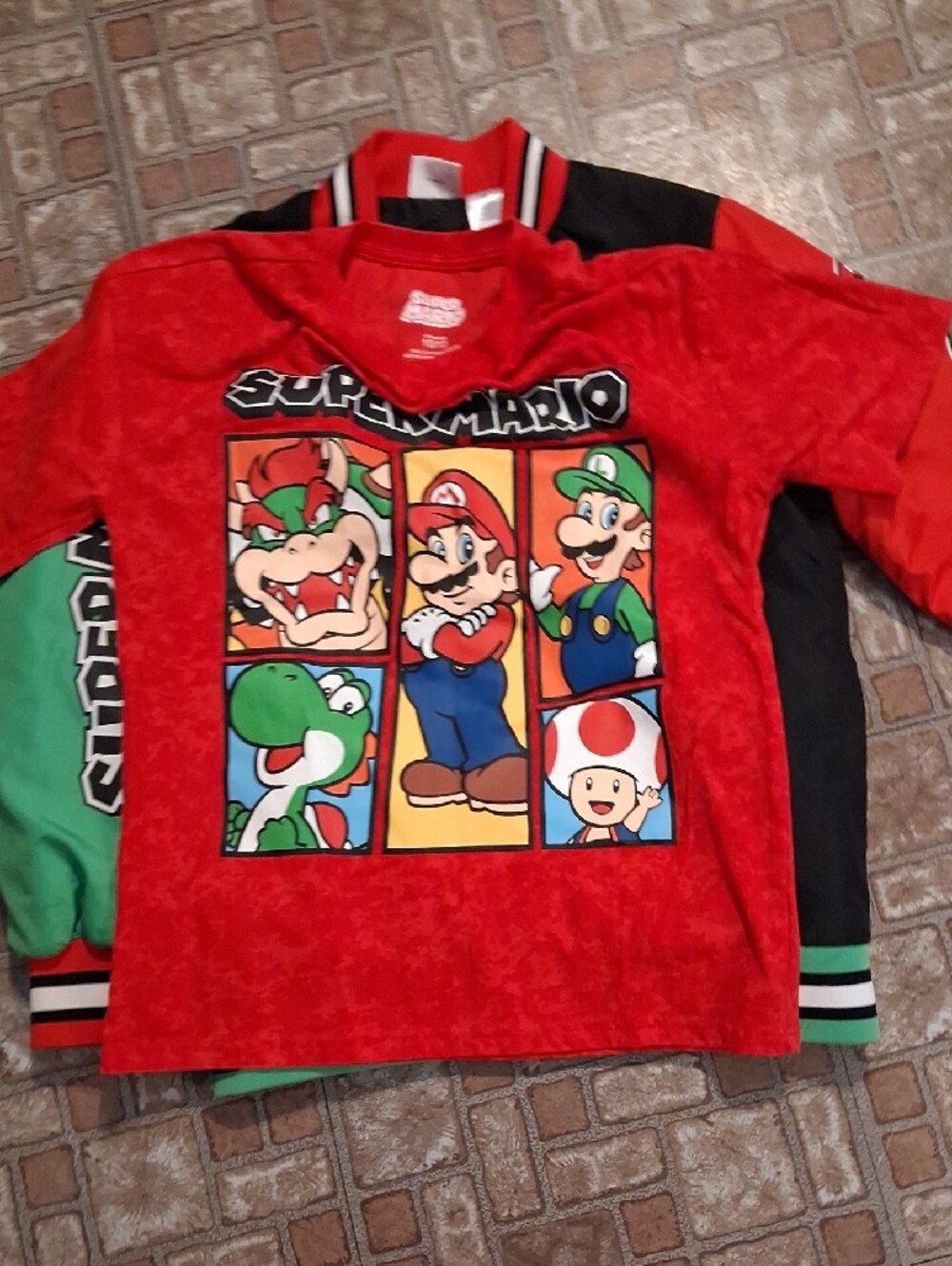 Kids Super Mario Colorblock Bomber Jacket & Tee Shirt Size 10-12 - Picture 5 of 6